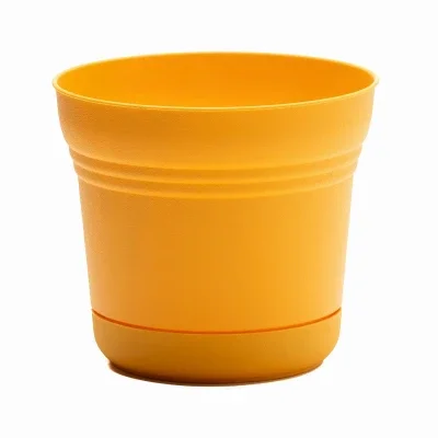 Saturn Planter & Attached Saucer, Plastic, Earthy Yellow, 7 In.