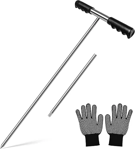 Sawowkuya Soil Probe Rod, 32-48 Inch Soil Sample Probe Grounding Ground Rod, Septic Tank Locator Tool