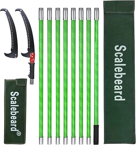 Scalebeard 27 Foot Pole Saws for Tree Trimming, Extendable Tree Trimmer Pruning Saw, Manual Branch Cutter Tree Pruner with Attachment Saw Blade