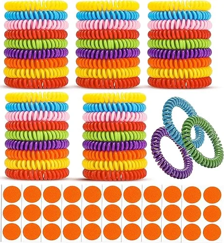 Scentpellent 48 Pack Waterproof Mosquito Bracelets with 60 Patches, Deet Free Citronella Mosquito Patches Bands, Mosquito Bracelets for Kids Adults Outdoor Hiking, Individually Wrapped