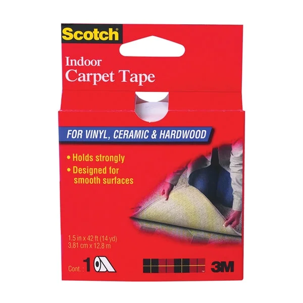 Scotch CT2010 Carpet Tape, 42 ft L, 1-1/2 in W, Vinyl Backing