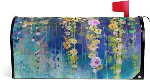Seasonal Spring Summer Autumn Winter Flowers Magnetic Mailbox Cover Standard Size for Garden Yard Outdoor Decorations-18 x 20.8′