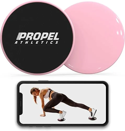 | Set of 2 Premium Core Sliders with Free Workout Video & Travel Bag | Dual Sided for Hardwood or Carpet | Ab Workout Equipment | Gliding Discs | Sliders for Working Out
