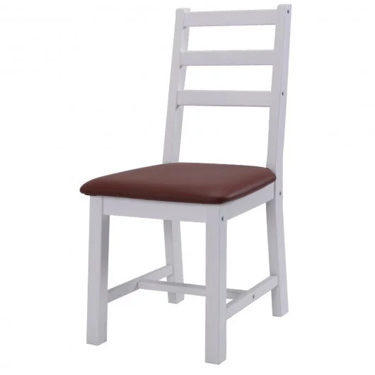 Set of 3 Wood Dining Side Chairs with Padded Seat