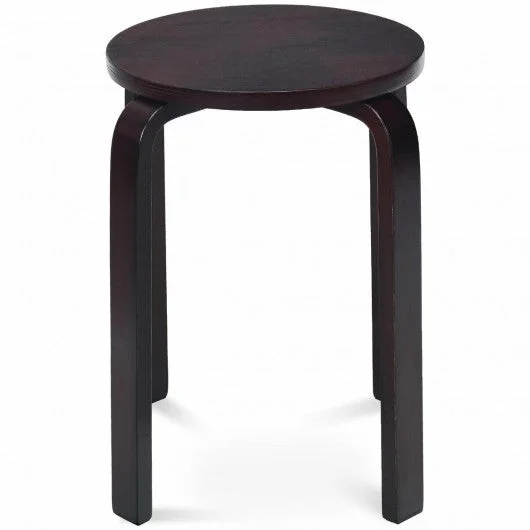 Set of 4 18″ Wood Home Backless Dining Chairs-Deep Brown