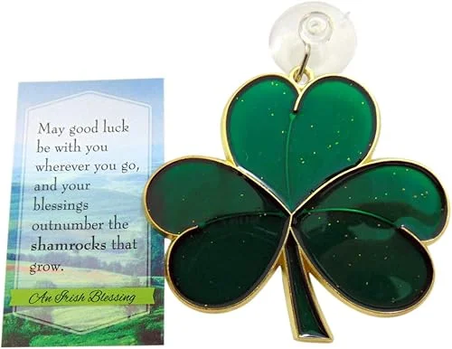 Shamrock Suncatcher Gift Set Irish Blessing Prayer Card and Irish Sun Catcher