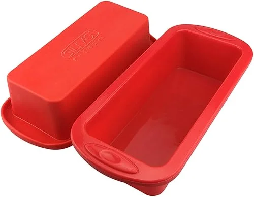SILIVO Silicone Bread and Loaf Pans (2 Pack) – Nonstick Silicone Baking Mold for Homemade Loaf, Bread and Meatloaf – 8.9×3.7×2.5 inch