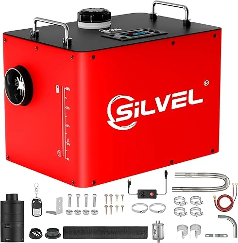 SILVEL Diesel Heater, 8KW 12V Diesel Heater with 7L Tank, All in One Diesel Air Heater for RV, Truck, Boat, Camper, Car, Red