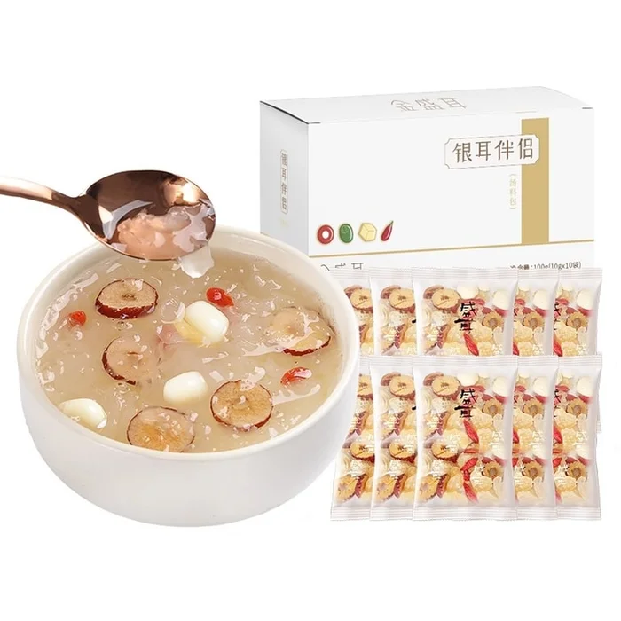 Silver Fungus with Rock Sugar Lotus Seeds Red Dates Lycium Chinense 10 pcs.
