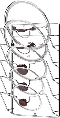 Simple Houseware Wall Door Mounted Pot Lid Rack, Chrome Finish