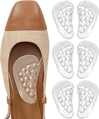 Skyfoot Arch Support Inserts for Flat Feet, Plantar Fasciitis, Arch Insoles for Foot Pain and Pressure Relief – 3 Pairs (Crystal)