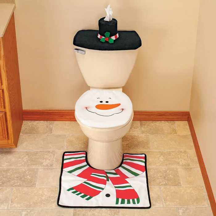 Snowman Toilet Cover and Rug, Set of 3
