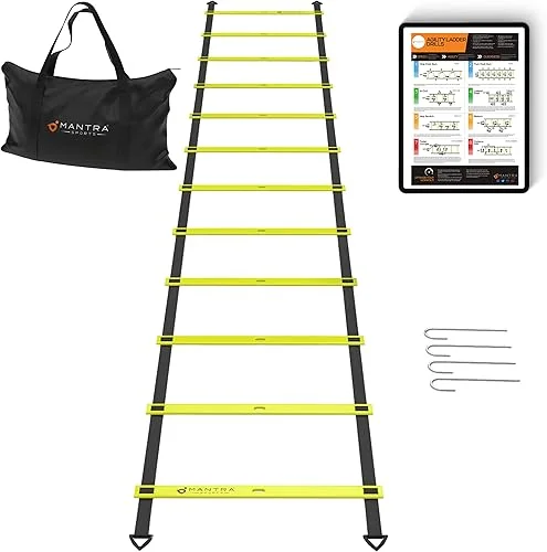 Soccer Training Equipment Agility Ladder Set, Sports Speed & Agility Training Equipment Kit with Cones & Drills, Speed Training Ladder for Footwork, Football Training Equipment
