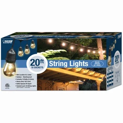Solar Led String Light Set, 10 Sockets, 20 Ft.