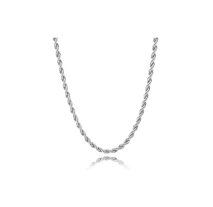 Solid 925 Sterling Silver 2.5mm Italy Diamond-Cut Rope Chain