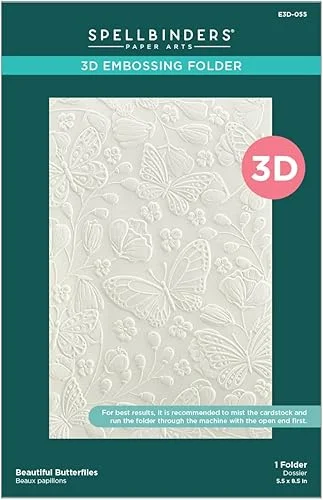 Spellbinders Beautiful Butterflies 3D Embossing Folder, Clear