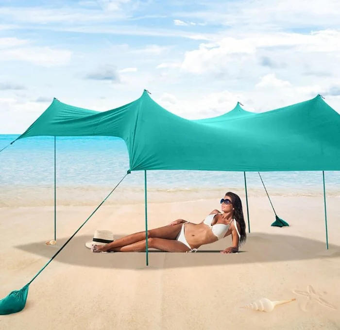 SPF 50+ Protection 10' x 9' Canopy with 4 Poles & Sandbags