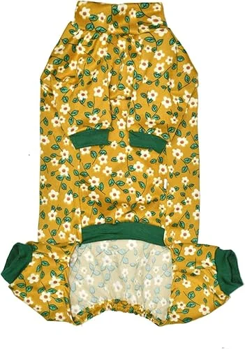 Sphynx Hairless Cat Four Leg Breathable Summer Spandex Pajamas Elastic Pet Clothes Cat Surgery Recovery Suit Vest Kitten T-Shirts Cats & Small Dogs Apparel (Ginger Pear Blossom, M (5.5-7 lbs))