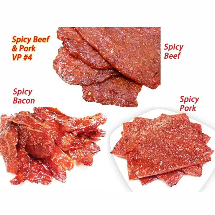Spicy Flavor Jerky (spicy beef 4oz./spicy pork 4oz./spicy bacon 4oz.) Total 12oz. Singapore-style jerky 340g
