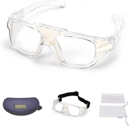 Sports Glasses for Adults,Anti Fog Shock Absorption with Adjustable Strap,Protective Eyewear Sports Glasse