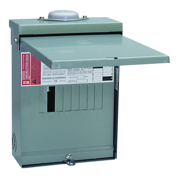 Square D QO QO612L100RBCP Load Center, 100 A, 6 -Space, 12 -Circuit, Main Lug, NEMA 3R Enclosure, Plug Mounting