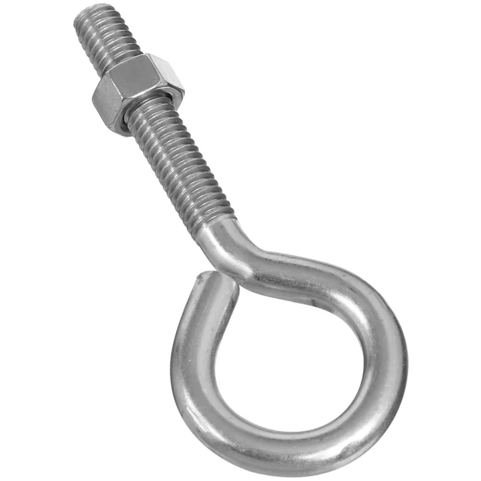 Stainless Steel Eye Bolt With Hex Nuts, 3/8 Inch Diameter By 4 Inch Length