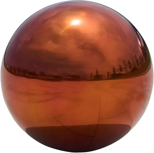 Stainless Steel Gazing Globe Mirror Ball, Decorative Gazing Balls for Garden, Reflective Smooth Garden Ball Sphere for Outdoor Yard Decoration (Orange, Dia: 4 inch)