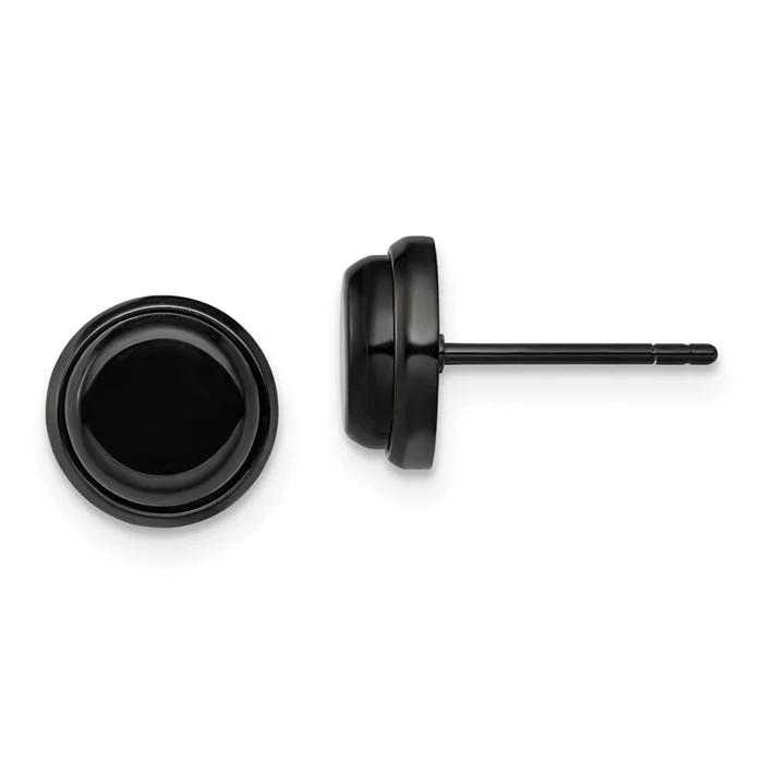 Stainless Steel Polished Black IP-Plated Post Earrings