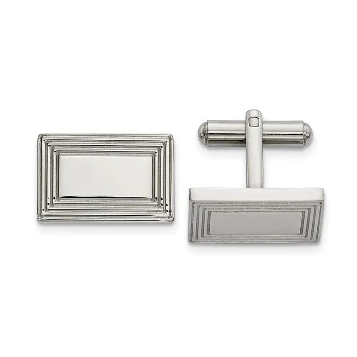 Stainless Steel Polished Rectangle Cufflinks