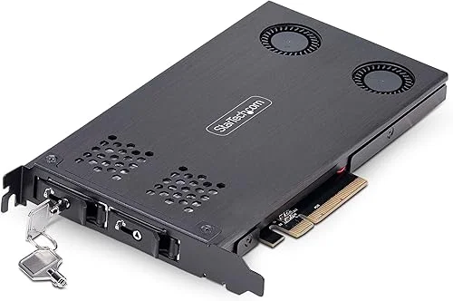 StarTech.com Dual-Bay M.2 NVMe SSD to PCIe x8 Removable Mobile Rack; PCI Express Bifurcation Required; Tool-Less Install