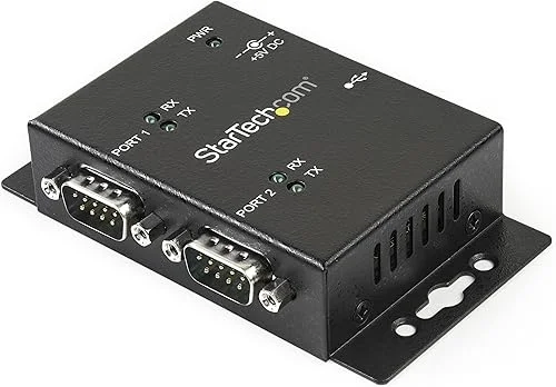 StarTech.com USB to Serial Adapter – 2 Port – Wall Mount – Din Rail Clips – Industrial – COM Port Retention – FTDI – DB9 , TAA (ICUSB2322I)