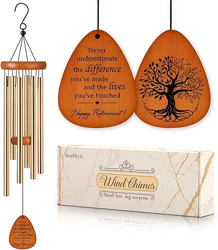 SteadStyle Retirement Gifts Wind Chime, Retirement Gift for Woman Men, Happy Retirement Gifts for Coworker, Nurse, Veterans, Teacher, Boss