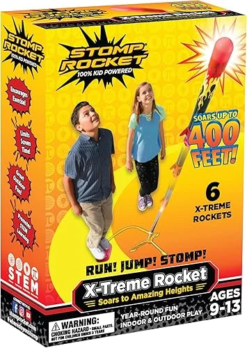 Stomp Rocket Super High-Performance X-Treme Rocket Launcher for Kids Soars Up to 400 Feet – 6 Rockets – Fun Outdoor Toys for Boys & Girls – STEM Foam Blaster – Ages 9 and Up