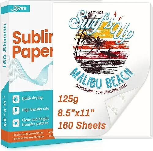 Sublimation Paper 8.5×11 Inch 125G 160 Sheets Heat Transfer Papers for Any Inkjet Printer with Sublimation Ink for Tumblers,Polyester T-shirts,Light Fabric Mugs White Blank Paper
