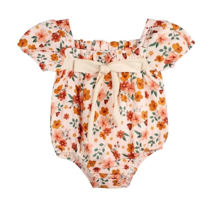 Summer Floral Baby Bubble Romper (Organic Muslin)