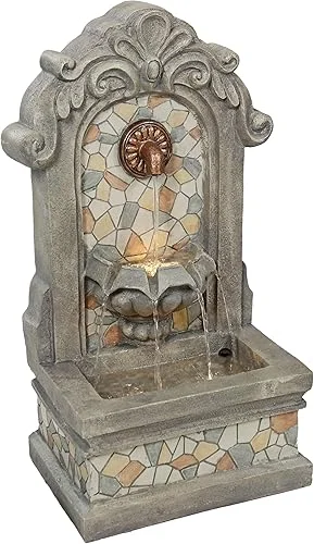 Sunnydaze 27′ H Enchanting Estate Polyresin Wall Standing Fountain – Flat Back Wall Fountain for The Patio, Deck, or Yard