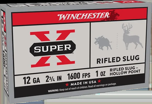 Super X 12 Gauge, 2.75″, 1600 Fps Hollow Point Rifled Slugs Ammunition