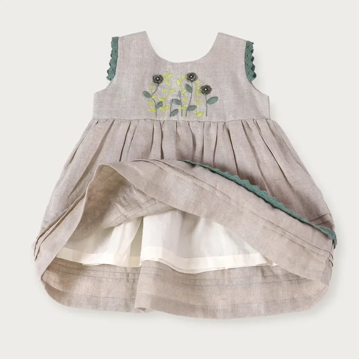 Sylvie Linen Dress & Bloomer – Natural Linen
