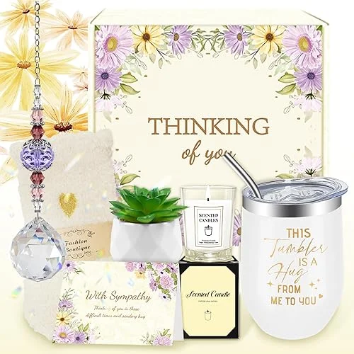 Sympathy Gift Baskets, Sympathy Gifts for Loss of Loved One, Dad, Mom, Husband, Friend, Condolences Gift Basket for Loss, Bereavement Gift Ideas, Grief Gifts for Women, Memorial Gifts with Suncatcher