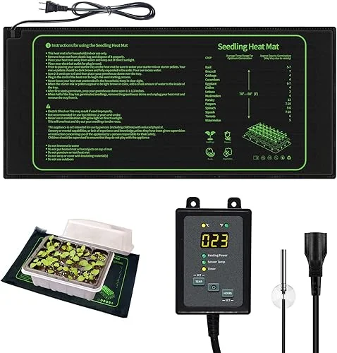 SYSAI Durable Waterproof Seedling Heat Mat with Digital Thermostat Controller Combo Set 10′ x 21′ Heating Pad for Indoor Seed Starting and Plant Germination,Greenhouse,Reptile Heating