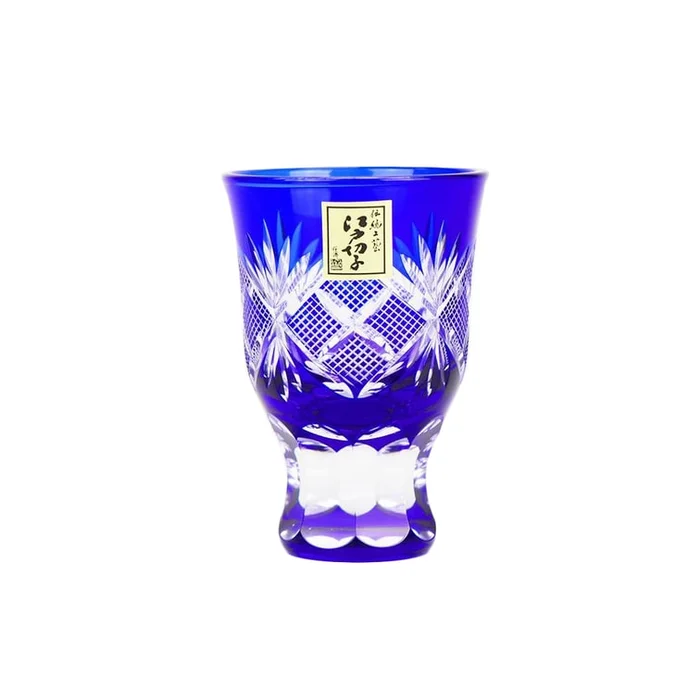 Tajima Glass Handmade Sake Glass Collection Nanako-mon (Blue 2.7fl-oz) Made in Japan