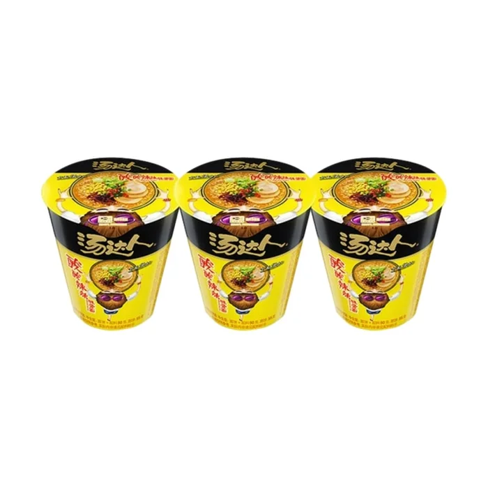 Tangda instant noodles are about 90g*2 bucket of sour and hot tonkotsu noodles