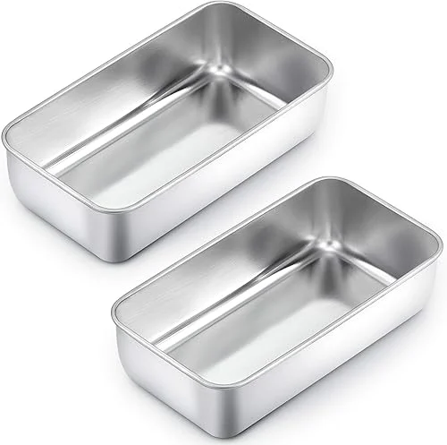 TeamFar Loaf Pans for Baking Bread, 9¼’ × 5′ Bread Loaf Pan Meatloaf Pan Stainless Steel for Home Kitchen, Healthy & Sturdy, Oven & Dishwasher Safe – Set of 2