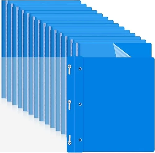 Teling 150 Pcs Plastic Report Covers with 3 Prong Clear Front Resume Folder Business Report Covers Bulk Presentation Folders Clear Front Report Folders for Documents, School, Office(Blue)