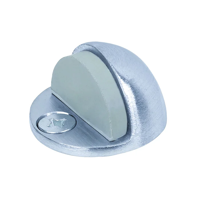 Tell Manufacturing DT100033 Door Stop, 1-3/4 in Dia Base, Brass, Satin Chrome