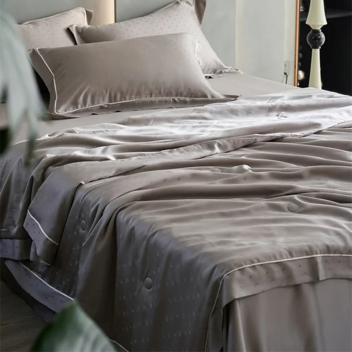Tencel Tranquility Cooling Quilt 3Pcs Set Twin Size Stone Grey