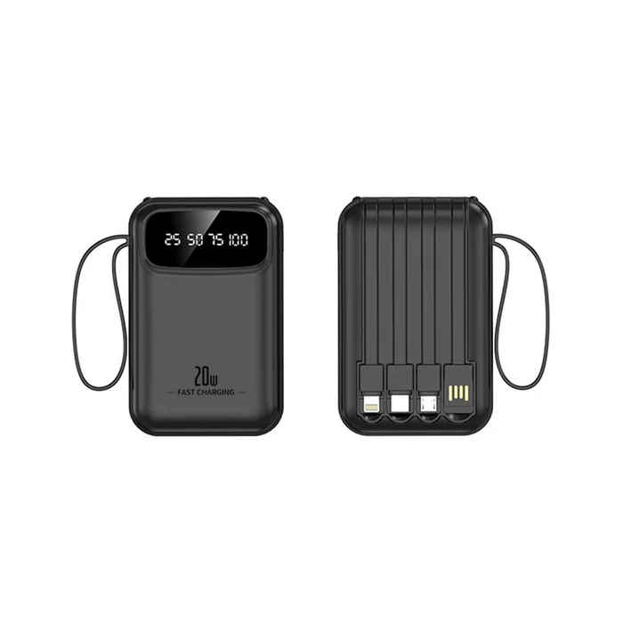 The New Model Comes With A Four Wire Ultra Large Capacity Portable Power Bank With Lighting Black 10000mAh