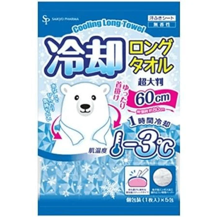 The product name and [the content and the unit]: Saikyo Pharma individually wrapped cool towel Shirokuma, 5 packs.