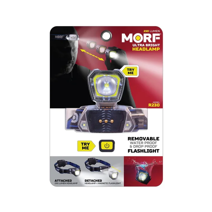 Three In One Removable Headlamp With Adjustable Brightness And Rechargeable Battery