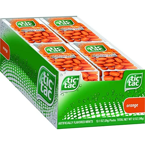 Tic Tac Fresh Breath Mints, Orange, Bulk Hard Candy Mints, 1 oz Singles, 12 Count